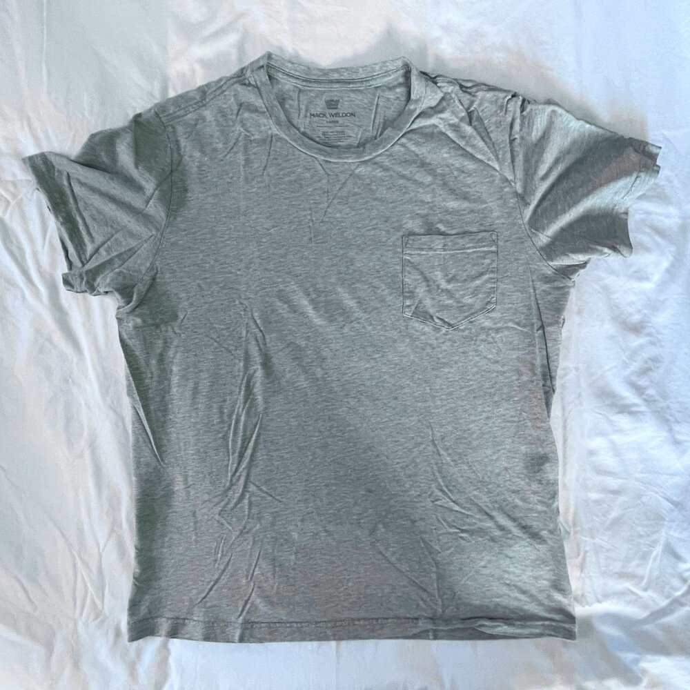 Mack Weldon Pima Crew Neck w/ Pocket - LARGE - Heather Grey